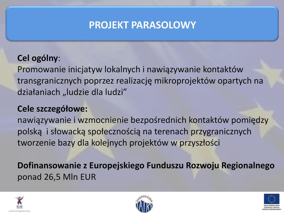 bezpośrednich kontaktów pomiędzy polską i słowacką społecznością na terenach przygranicznych tworzenie bazy dla