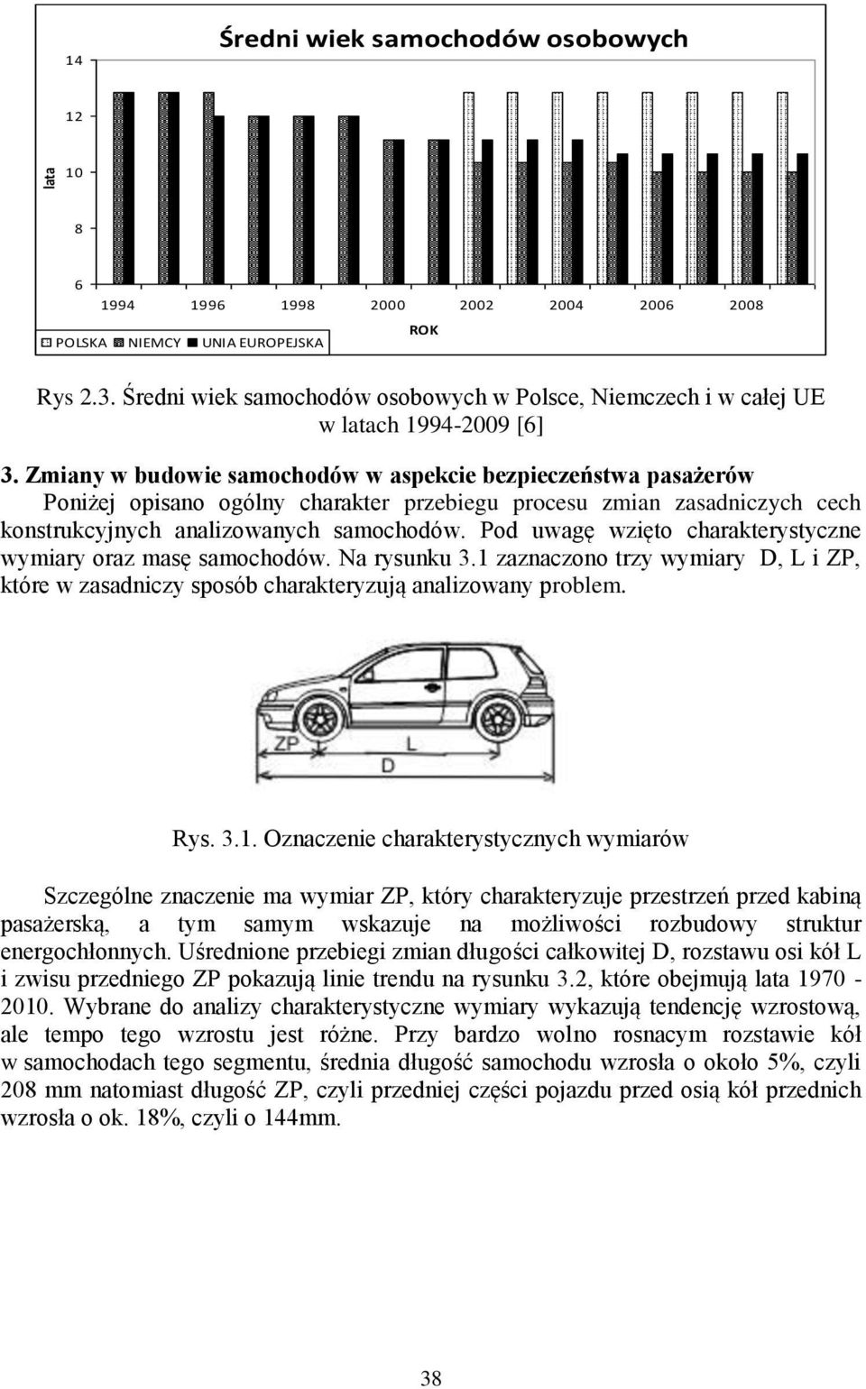 Zmiany w budowie samochodów w aspekcie bezpieczeństwa pasażerów Poniżej opisano ogólny charakter przebiegu procesu zmian zasadniczych cech konstrukcyjnych analizowanych samochodów.