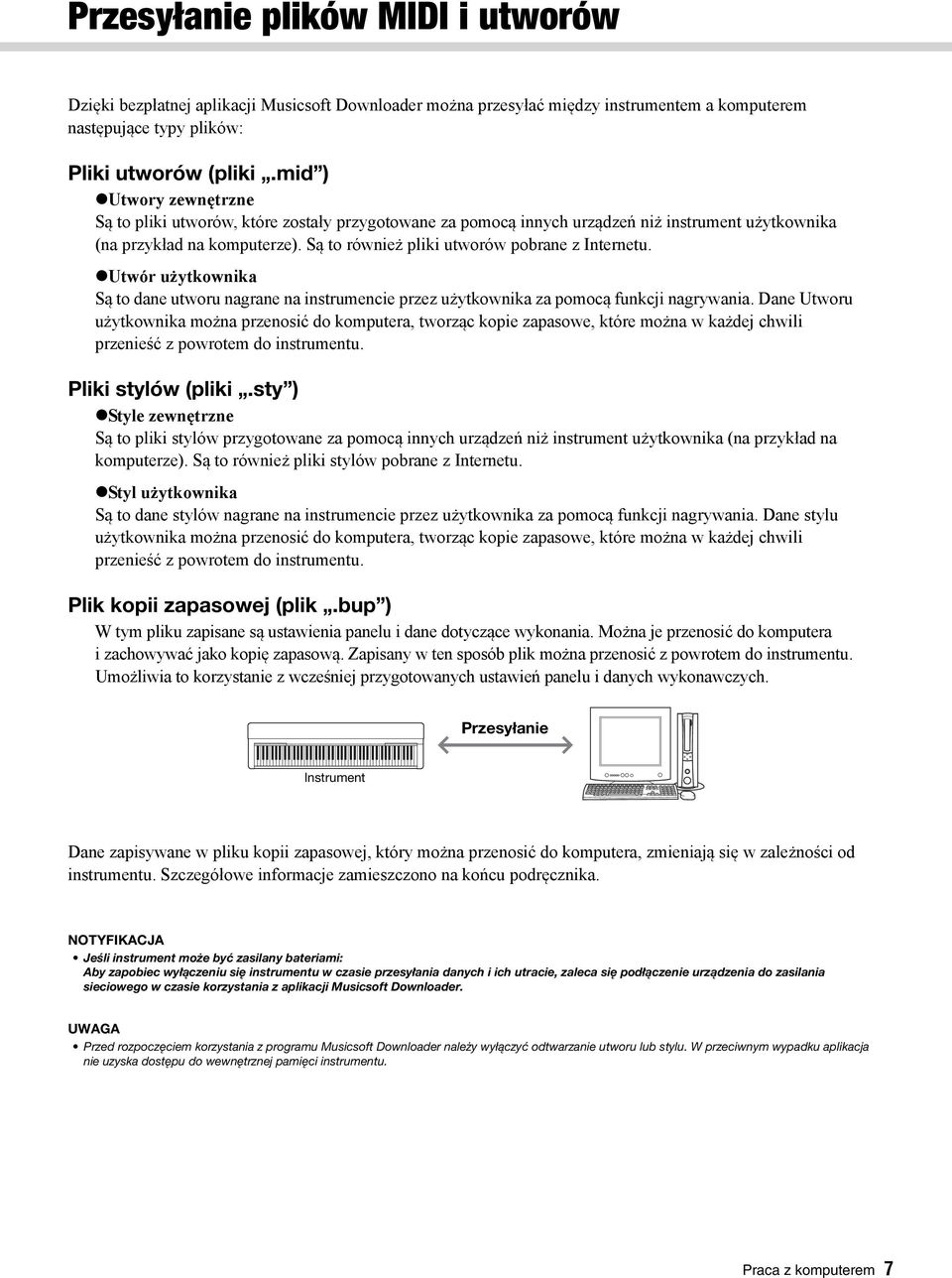 Są to również pliki utworów pobrane z Internetu. Utwór użytkownika Są to dane utworu nagrane na instrumencie przez użytkownika za pomocą funkcji nagrywania.