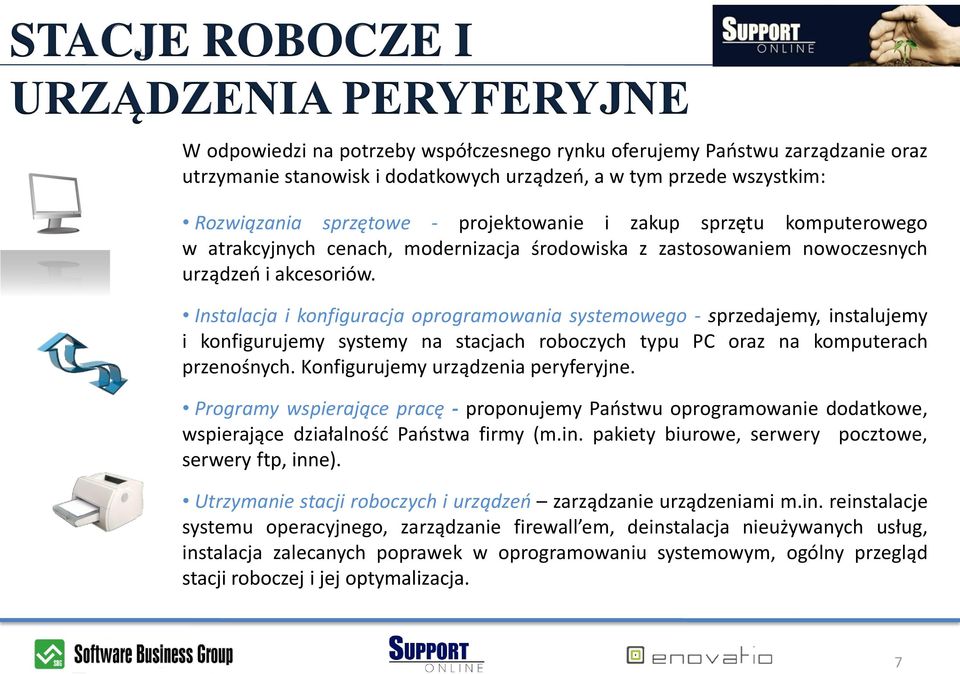 Instalacja i konfiguracja oprogramowania systemowego - sprzedajemy, instalujemy i konfigurujemy systemy na stacjach roboczych typu PC oraz na komputerach przenośnych.