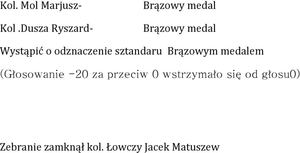 odznaczenie sztandaru Brązowym medalem (Głosowanie