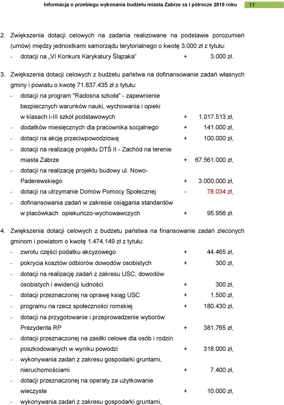 435 zł z tytułu: - dotacji na program "Radosna szkoła" - zapewnienie bezpiecznych warunków nauki, wychowania i opieki w klasach I-III szkół podstawowych + 1.017.