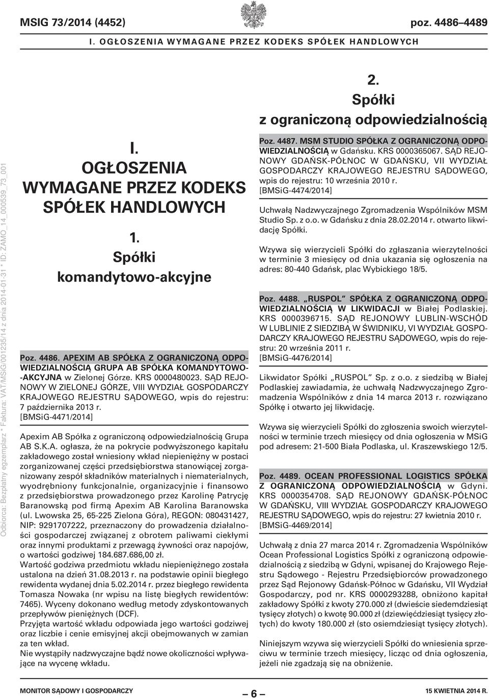 SĄD REJO- NOWY W ZIELONEJ GÓRZE, VIII WYDZIAŁ