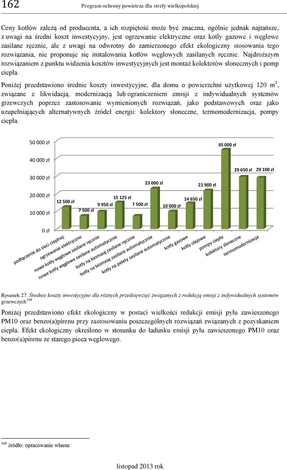 węglowych zasilanych ręcznie. Najdroższym rozwiązaniem z punktu widzenia kosztów inwestycyjnych jest montaż kolektorów słonecznych i pomp ciepła.