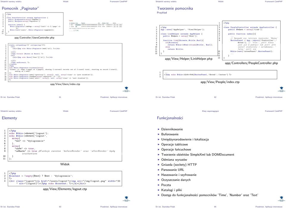 php 1 <table cellpadding="0" cellspacing="0"> 2 <tr> <th><?php echo $this >Paginator >sort( id ) ;?></th> 4... 5 </tr> 6 <?php foreach ( $users as $user ) :?> 7 <tr> 8 <td><?