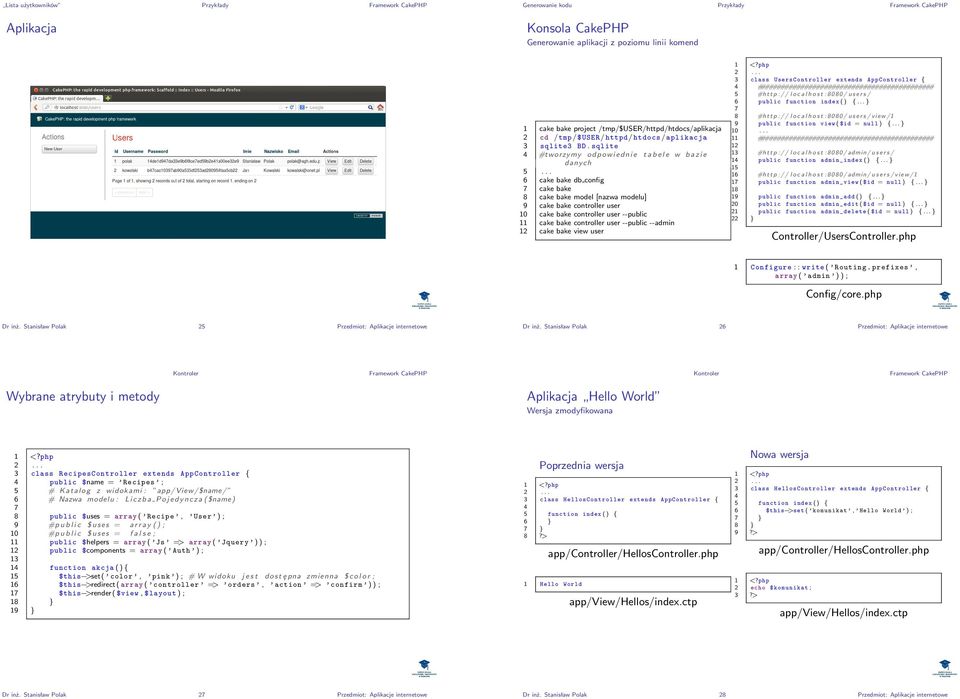 .. 6 cake bake db config 7 cake bake 8 cake bake model [nazwa modelu] 9 cake bake controller user 10 cake bake controller user --public 11 cake bake controller user --public --admin 12 cake bake view