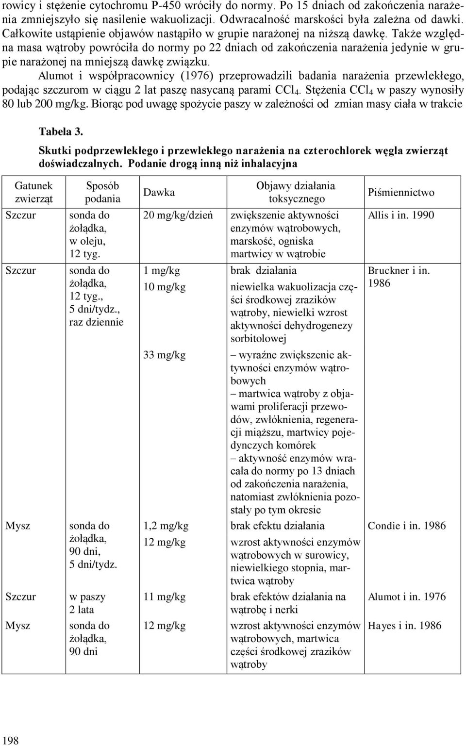 Także względna masa wątroby powróciła do normy po 22 dniach od zakończenia narażenia jedynie w grupie narażonej na mniejszą dawkę związku.