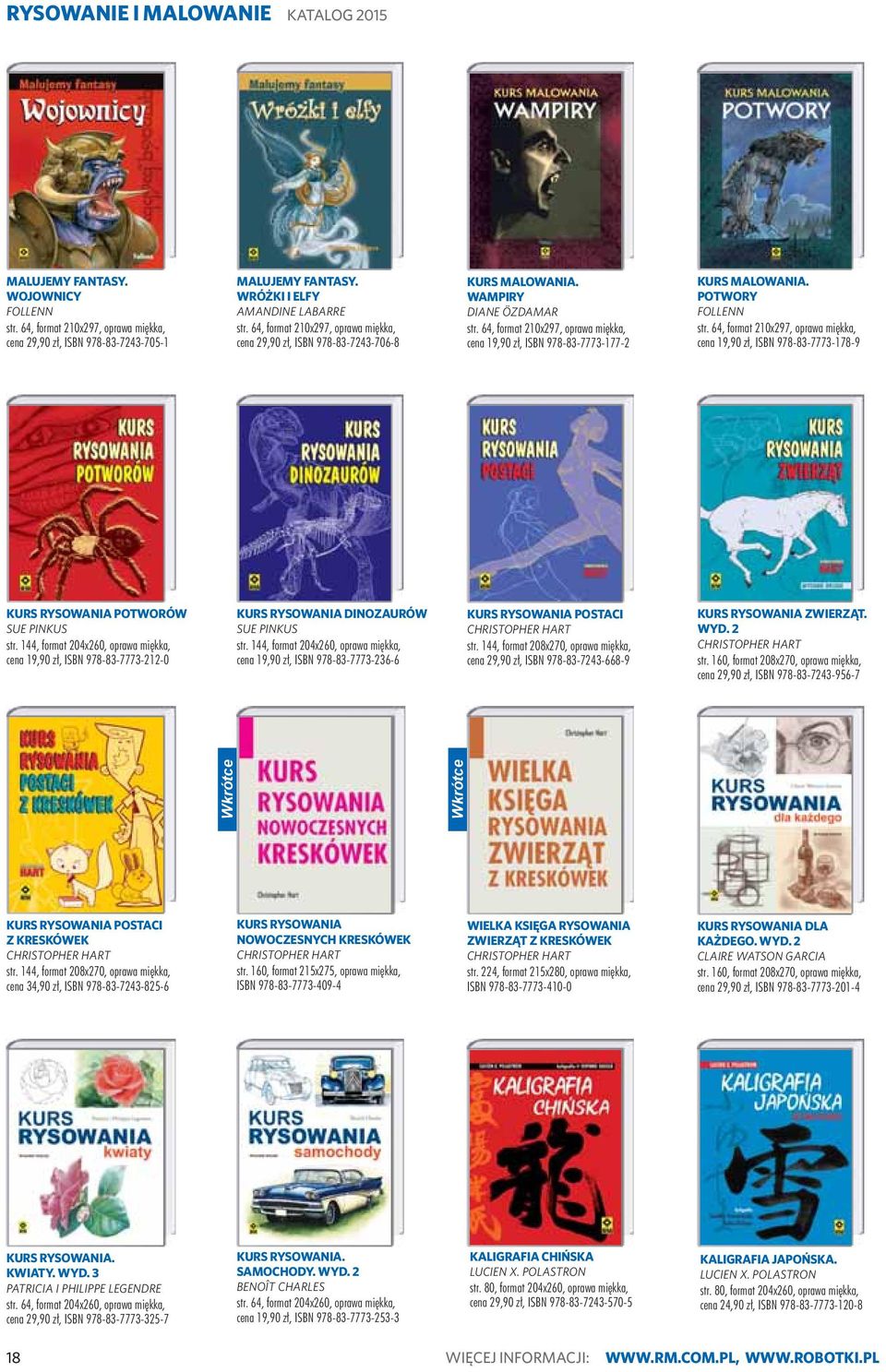 64, format 210x297, oprawa miękka, cena 19,90 zł, ISBN 978-83-7773-177-2 KURS MALOWANIA. POTWORY FOLLENN str.