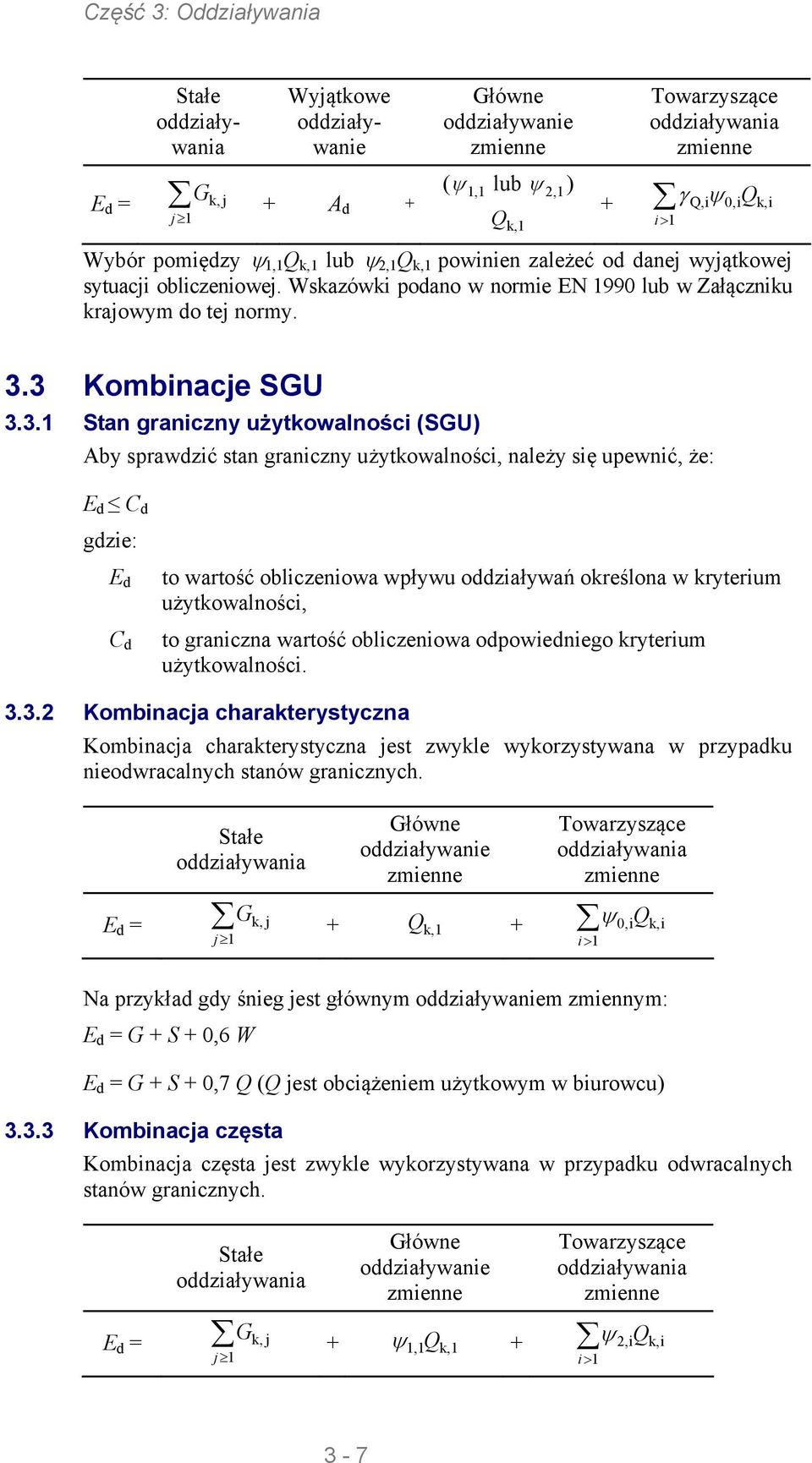 3 Kombinacje SGU 3.3.1 Stan graniczny użytkowalności (SGU) Aby prawdzić tan graniczny użytkowalności, należy ię upewnić, że: E d C d gdzie: E d C d to wartość obliczeniowa wpływu oddziaływań