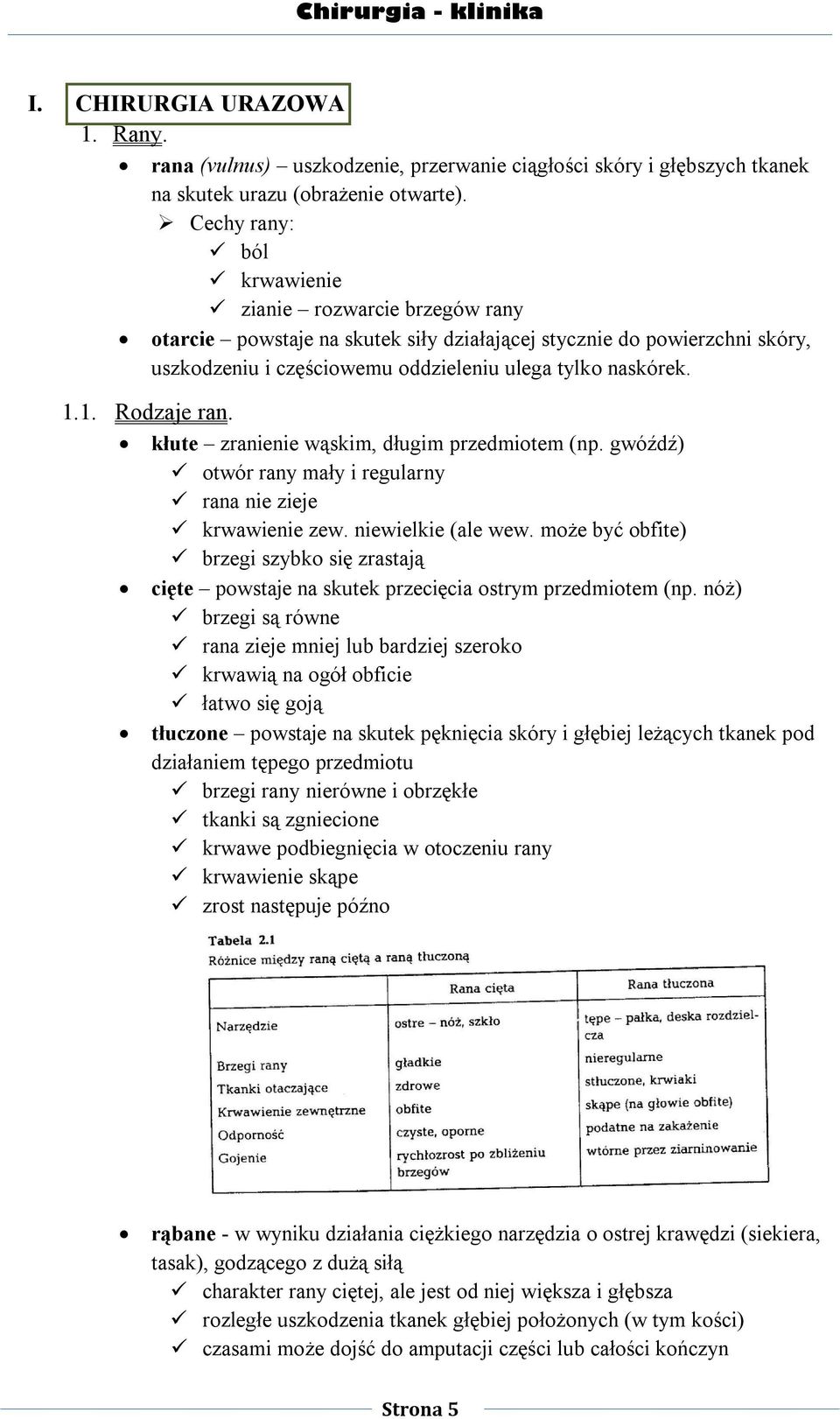 1. Rodzaje ran. kłute zranienie wąskim, długim przedmiotem (np. gwóźdź) otwór rany mały i regularny rana nie zieje krwawienie zew. niewielkie (ale wew.