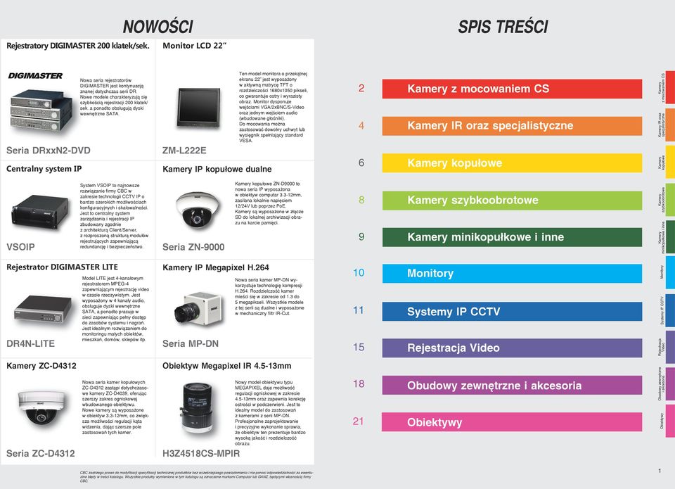 Jest idealnym rozwiązaniem do monitoringu małych obiektów, mieszkań, domów, sklepów itp. ZD4312 Seria ZN9000 IP Megapixel H.264 Nowa seria kamer MPDN wykorzystuje technologię kompresji H.264. Rozdzielczość kamer mieści się w zakresie od 1.