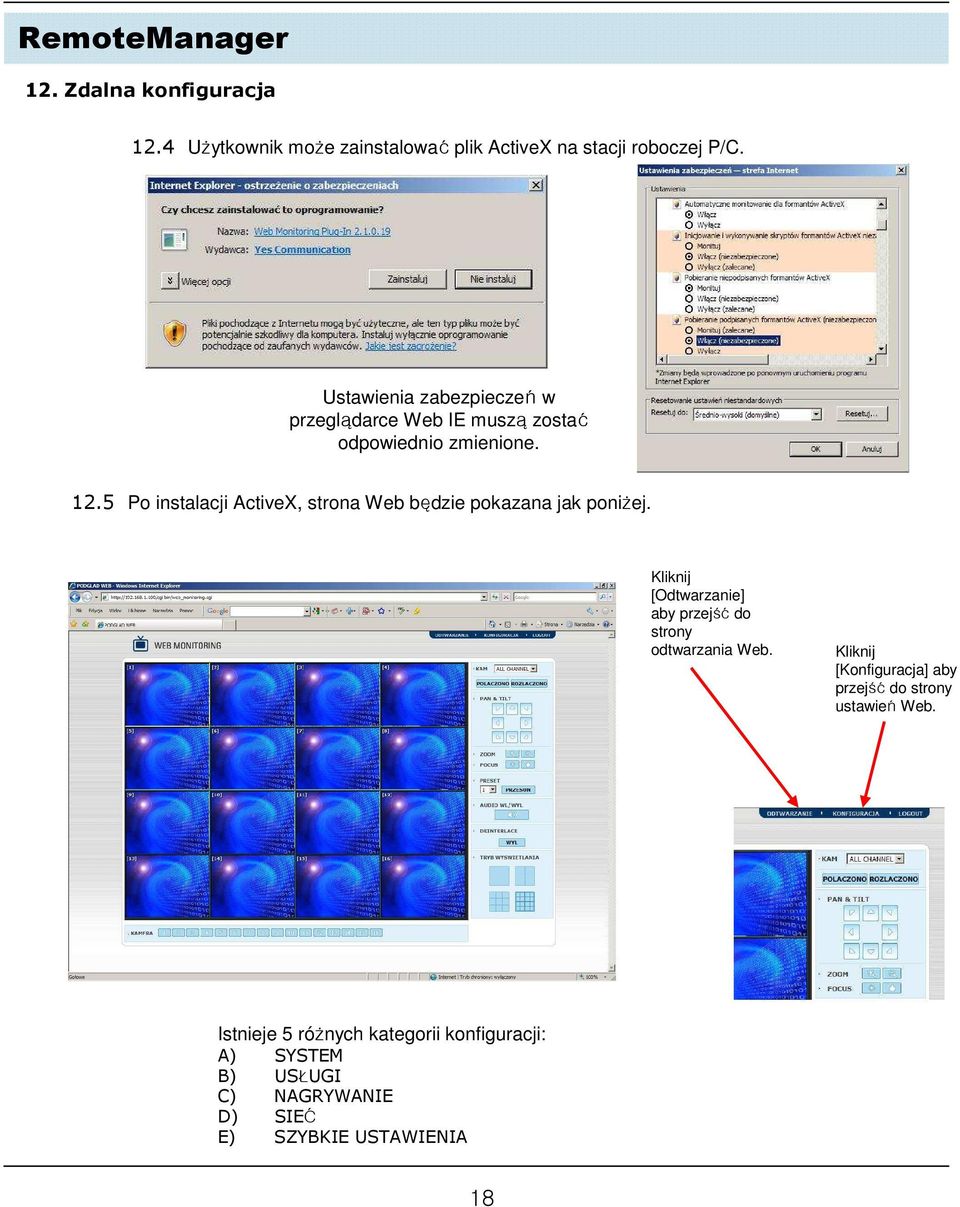 5 Po instalacji ActiveX, strona Web będzie pokazana jak poniżej.