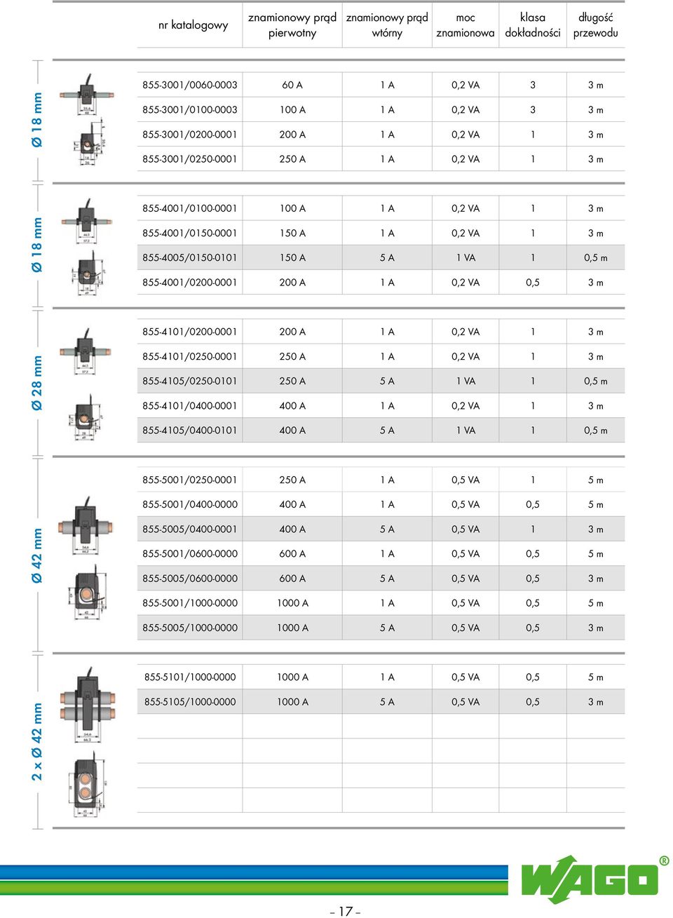 0,2 VA 1 3 m 855-4005/0150-0101 150 A 5 A 1 VA 1 0,5 m 855-4001/0200-0001 200 A 1 A 0,2 VA 0,5 3 m 855-4101/0200-0001 200 A 1 A 0,2 VA 1 3 m 855-4101/0250-0001 250 A 1 A 0,2 VA 1 3 m