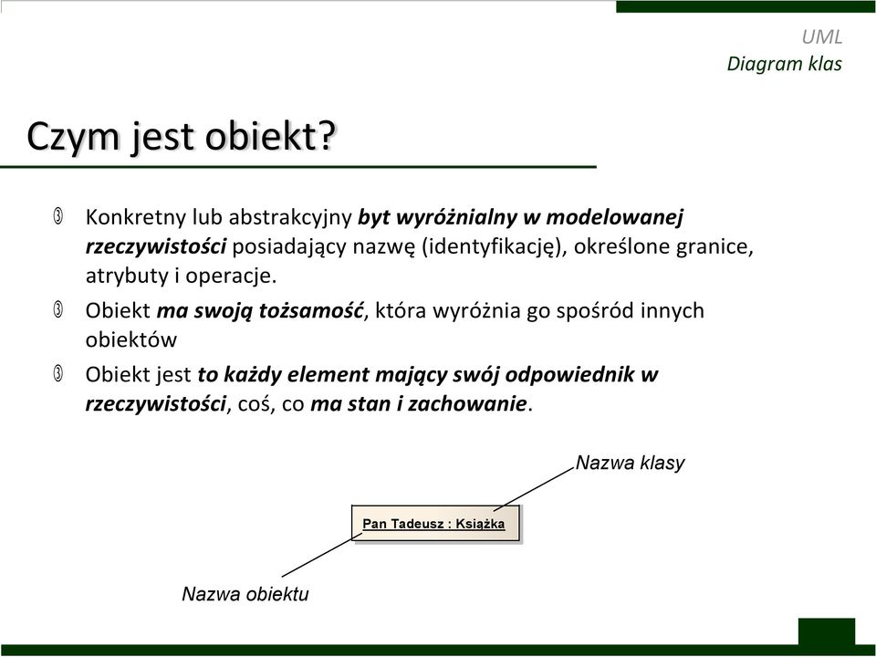 (identyfikację), określone granice, atrybuty i operacje.