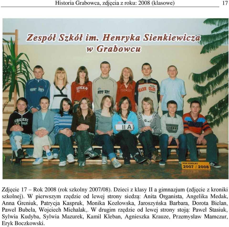 W pierwszym rzędzie od lewej strony siedzą: Anita Organista, Angelika Medak, Anna Greniuk, Patrycja Kaspruk, Monika Kozłowska,