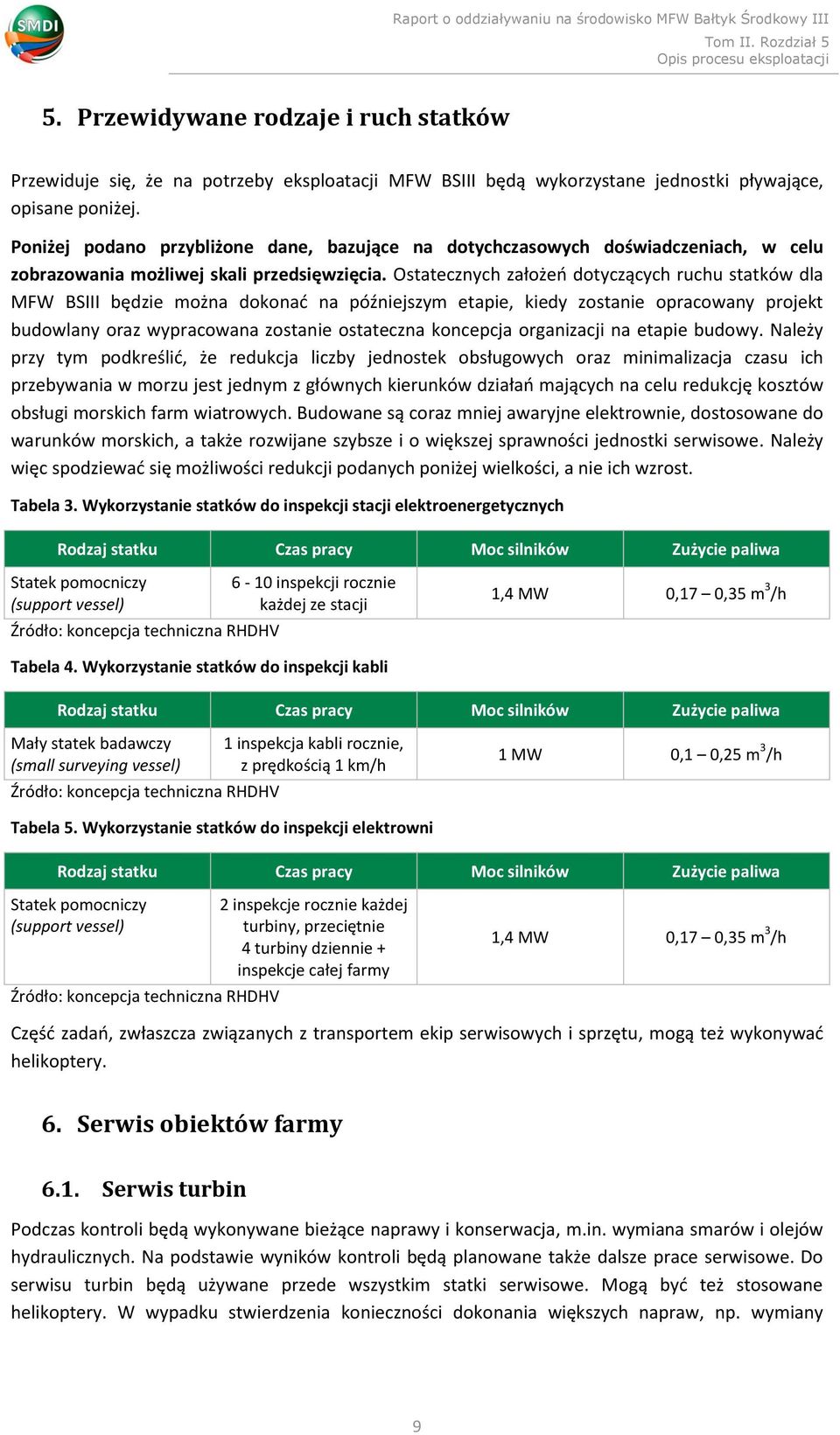 Ostatecznych założeń dotyczących ruchu statków dla MFW BSIII będzie można dokonać na późniejszym etapie, kiedy zostanie opracowany projekt budowlany oraz wypracowana zostanie ostateczna koncepcja