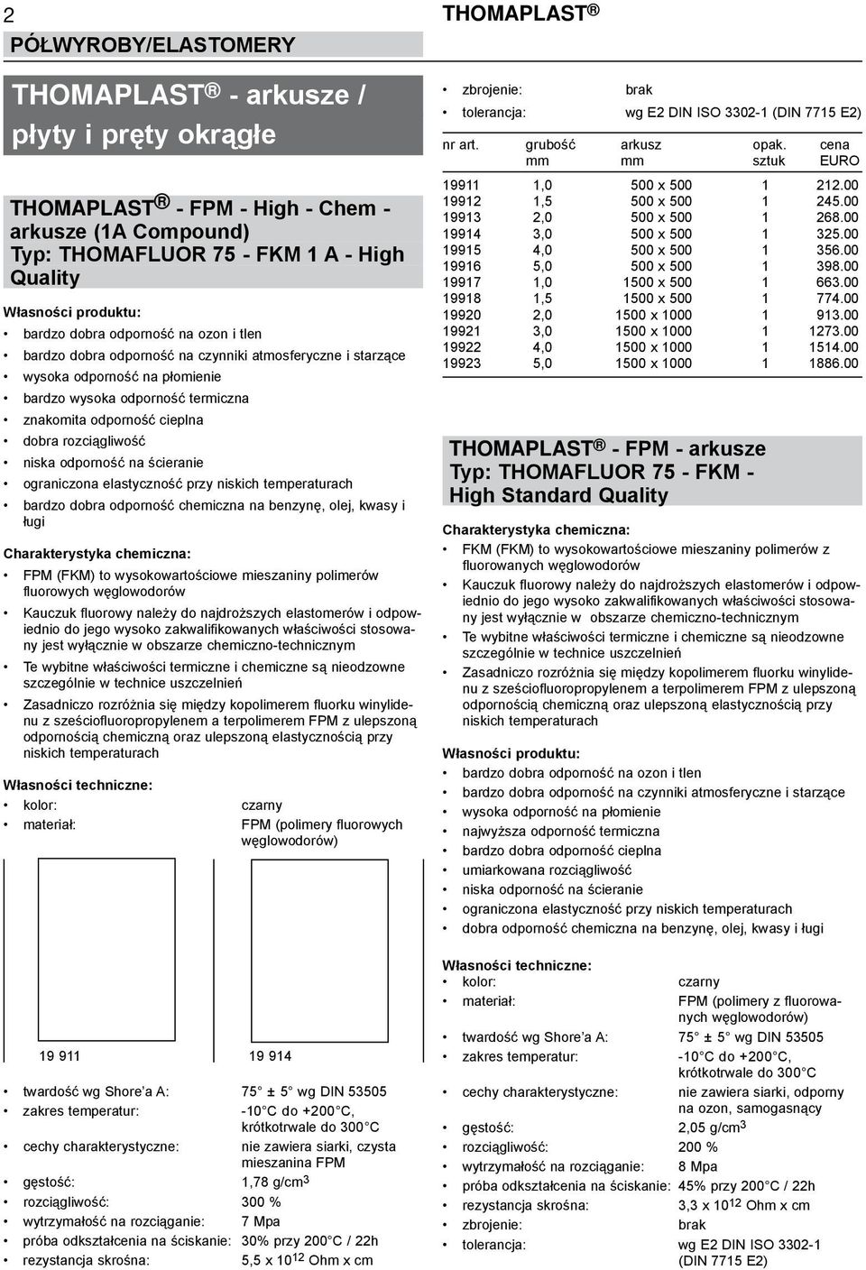 ścieranie ograniczona elastyczność przy niskich temperaturach bardzo dobra odporność chemiczna na benzynę, olej, kwasy i ługi Charakterystyka chemiczna: FPM (FKM) to wysokowartościowe mieszaniny