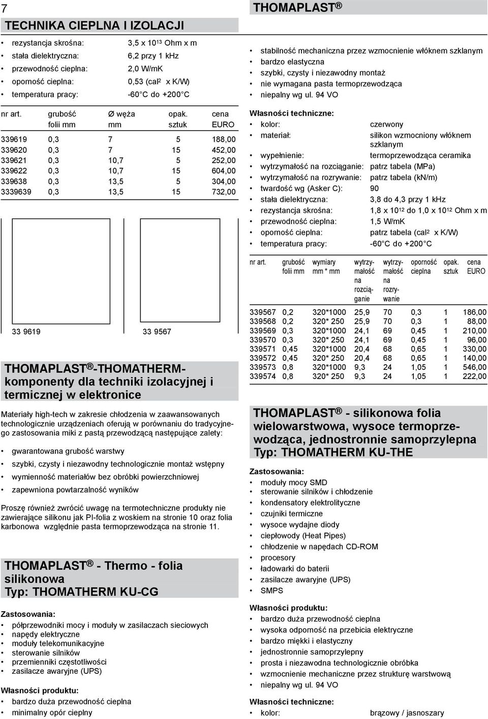 cena folii mm mm sztuk EURO 339619 0,3 7 5 188,00 339620 0,3 7 15 452,00 339621 0,3 10,7 5 252,00 339622 0,3 10,7 15 604,00 339638 0,3 13,5 5 304,00 3339639 0,3 13,5 15 732,00 33 9619 33 9567