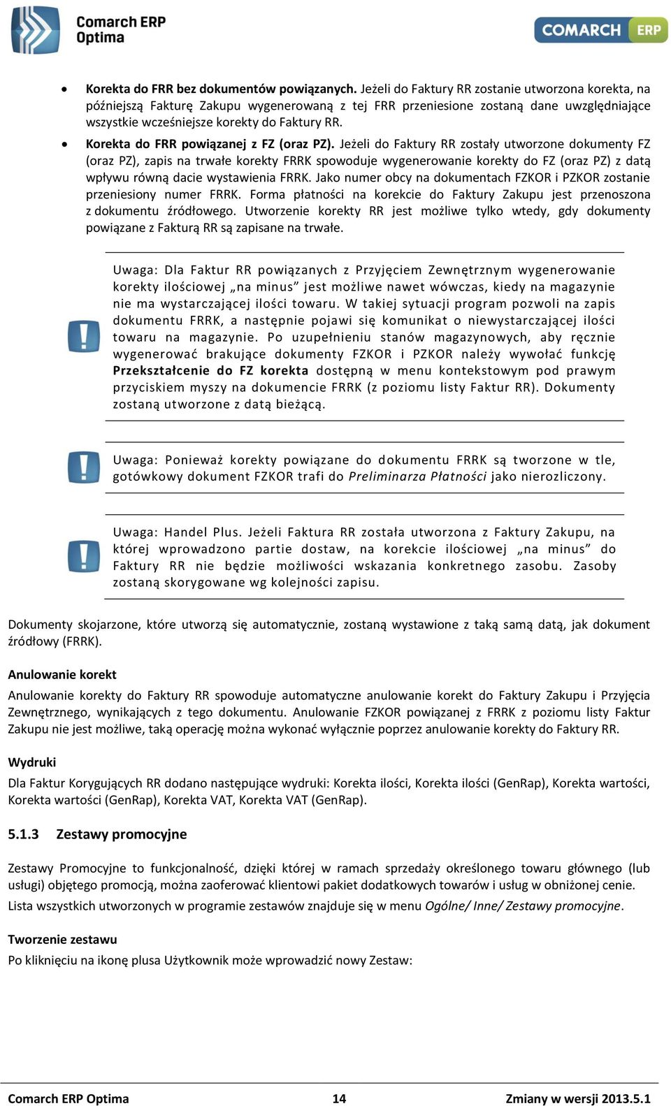 Korekta do FRR powiązanej z FZ (oraz PZ).