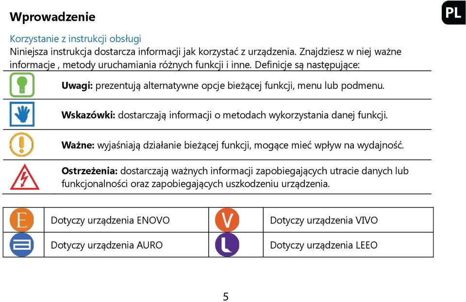 Definicje są następujące: Uwagi: prezentują alternatywne opcje bieżącej funkcji, menu lub podmenu.