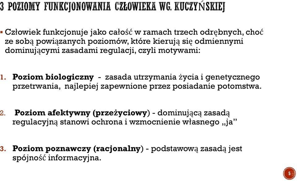 Poziom biologiczny - zasada utrzymania życia i genetycznego przetrwania, najlepiej zapewnione przez posiadanie potomstwa.