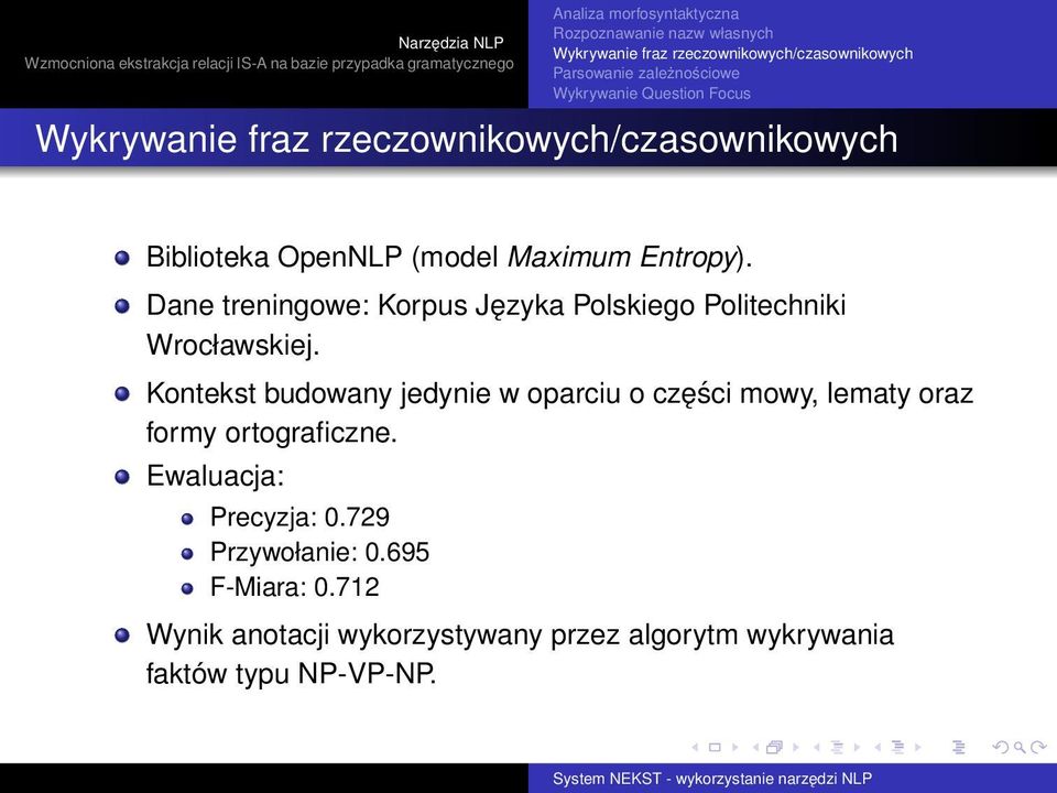 Dane treningowe: Korpus Języka Polskiego Politechniki Wrocławskiej.