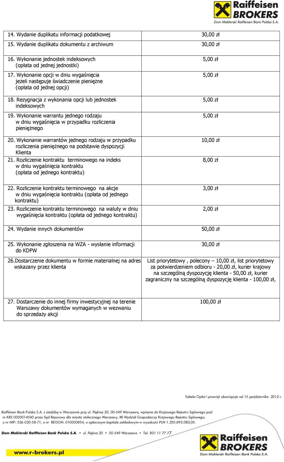 Wykonanie warrantu jednego rodzaju w dniu wygaśnięcia w przypadku rozliczenia pieniężnego 20.