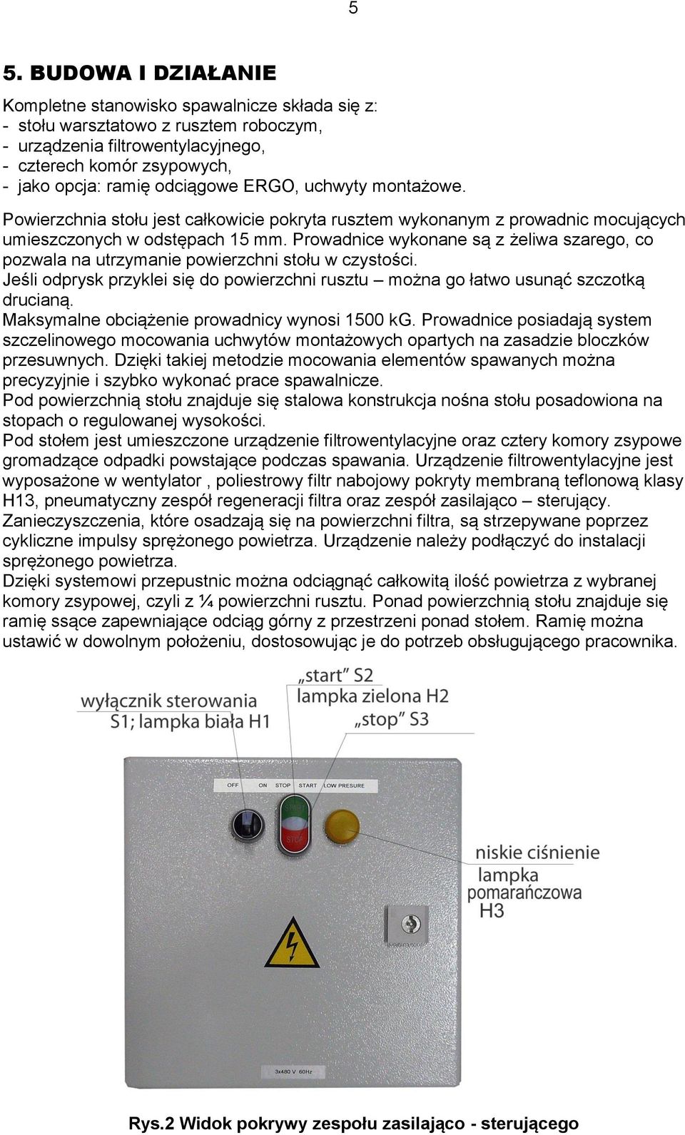 Prowadnice wykonane są z żeliwa szarego, co pozwala na utrzymanie powierzchni stołu w czystości. Jeśli odprysk przyklei się do powierzchni rusztu można go łatwo usunąć szczotką drucianą.