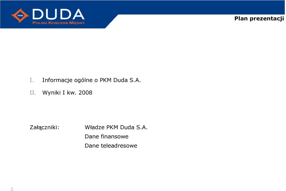 II. Wyniki 2008 Załączniki: Władze