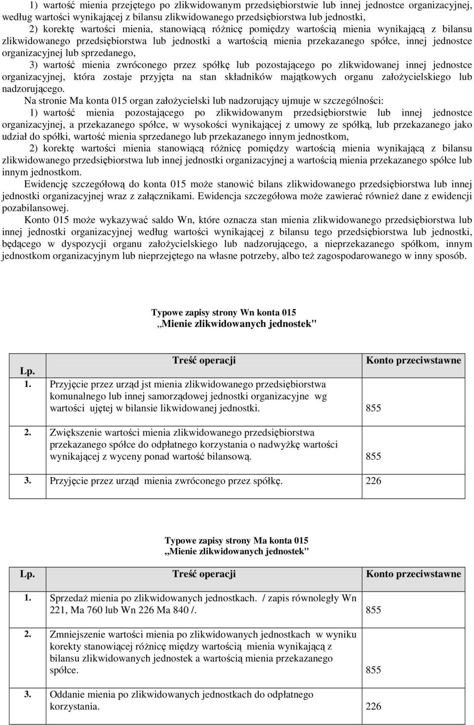 lub sprzedanego, 3) wartość mienia zwróconego przez spółkę lub pozostającego po zlikwidowanej innej jednostce organizacyjnej, która zostaje przyjęta na stan składników majątkowych organu