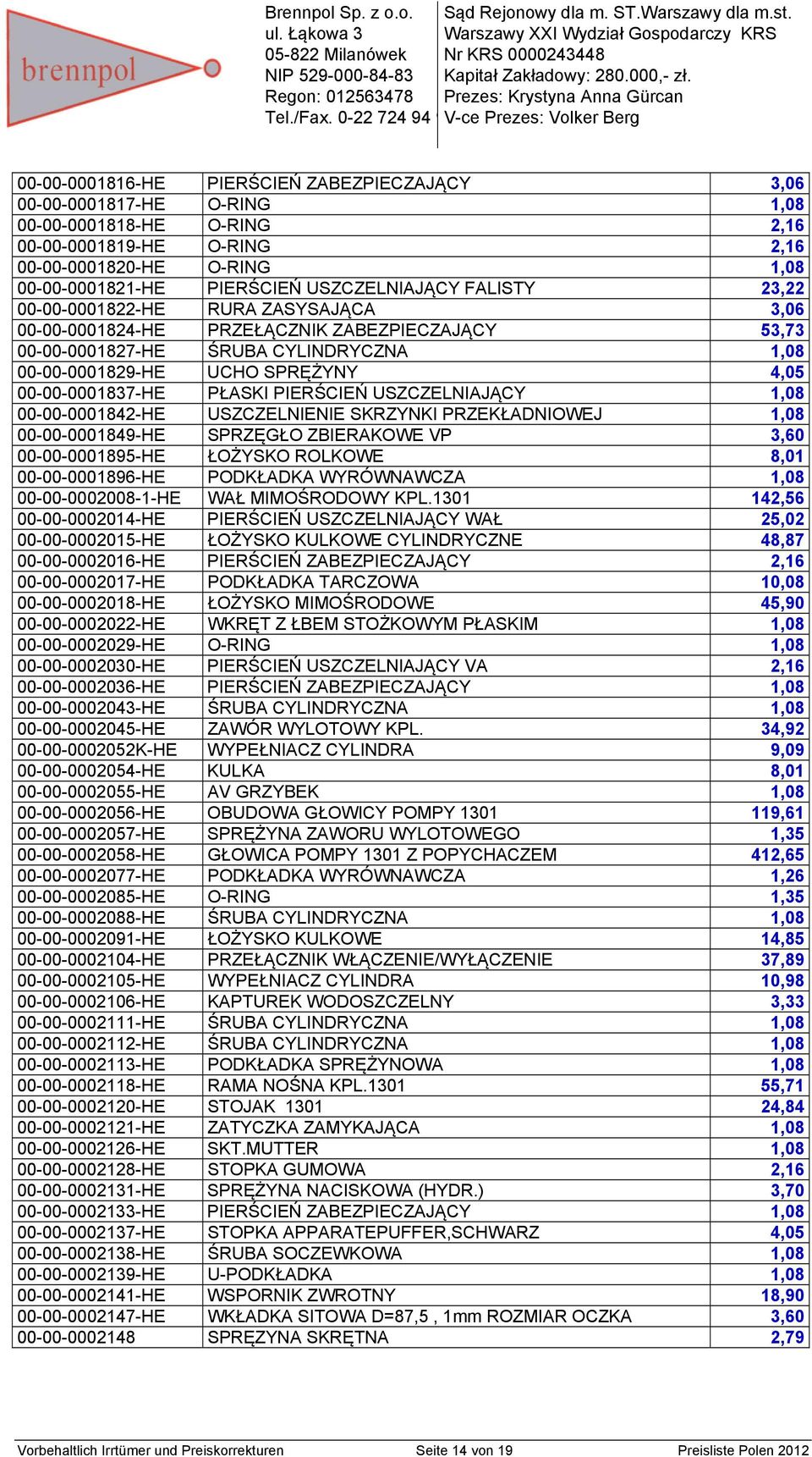 53,73 00-00-0001827-HE ŚRUBA CYLINDRYCZNA 1,08 00-00-0001829-HE UCHO SPRĘŻYNY 4,05 00-00-0001837-HE PŁASKI PIERŚCIEŃ USZCZELNIAJĄCY 1,08 00-00-0001842-HE USZCZELNIENIE SKRZYNKI PRZEKŁADNIOWEJ 1,08