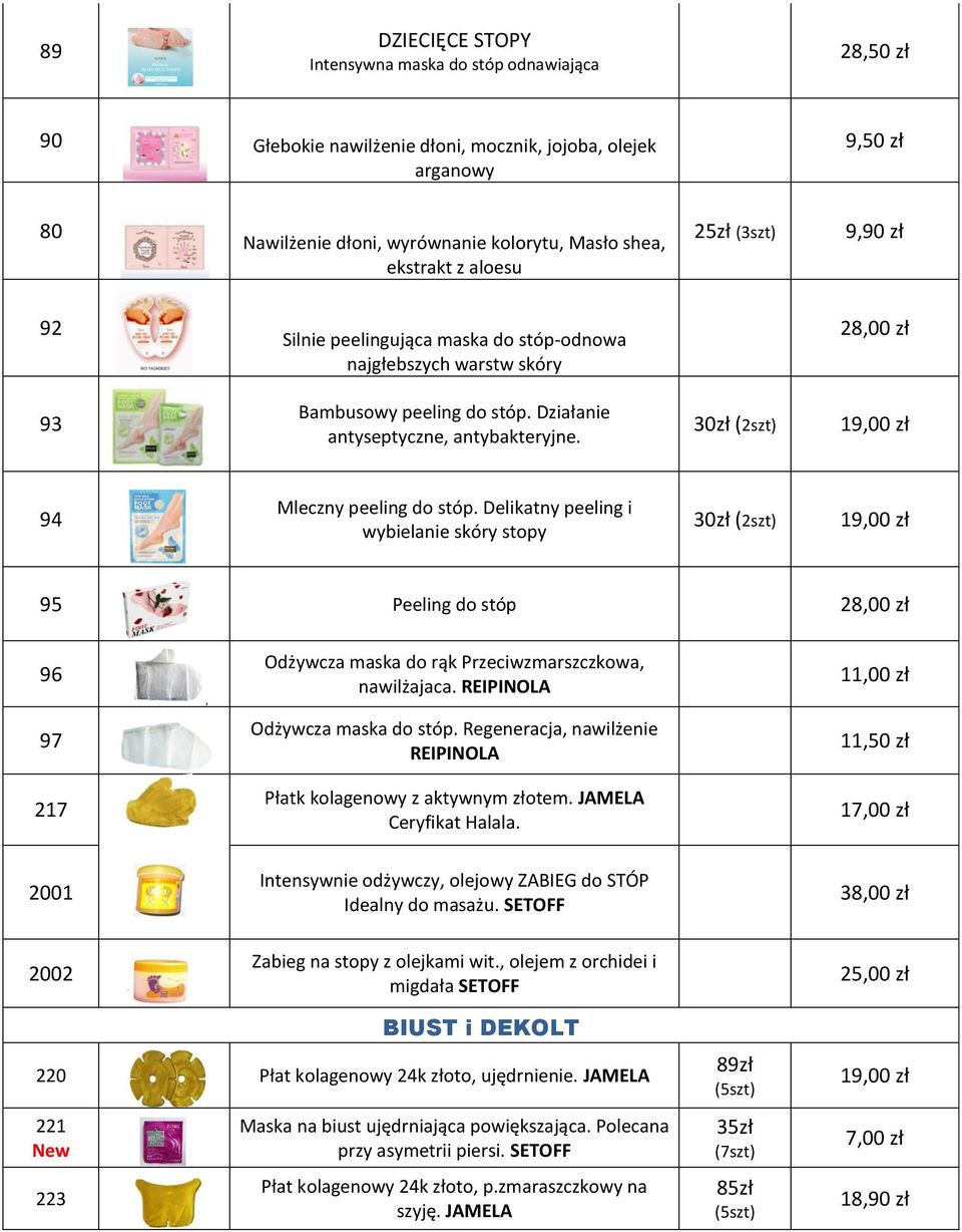 30zł (2szt) 19,00 zł 94 Mleczny peeling do stóp.