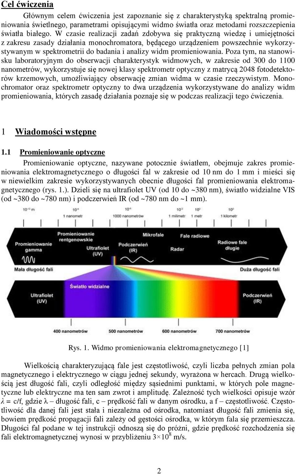 widm promieniowania.