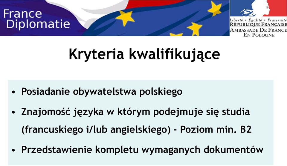 studia (francuskiego i/lub angielskiego) - Poziom