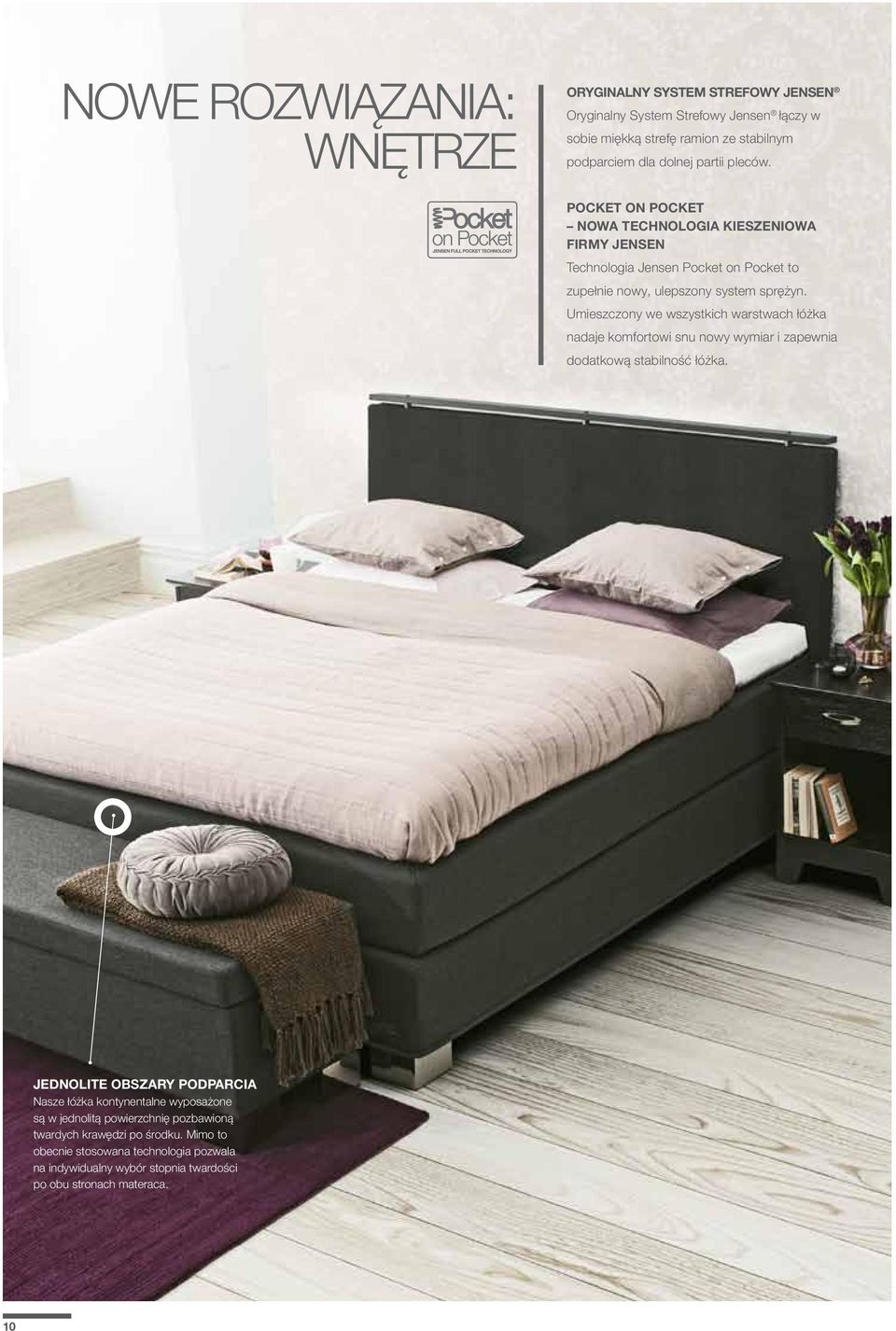 Umieszczony we wszystkich warstwach łóżka nadaje komfortowi snu nowy wymiar i zapewnia dodatkową stabilność łóżka.