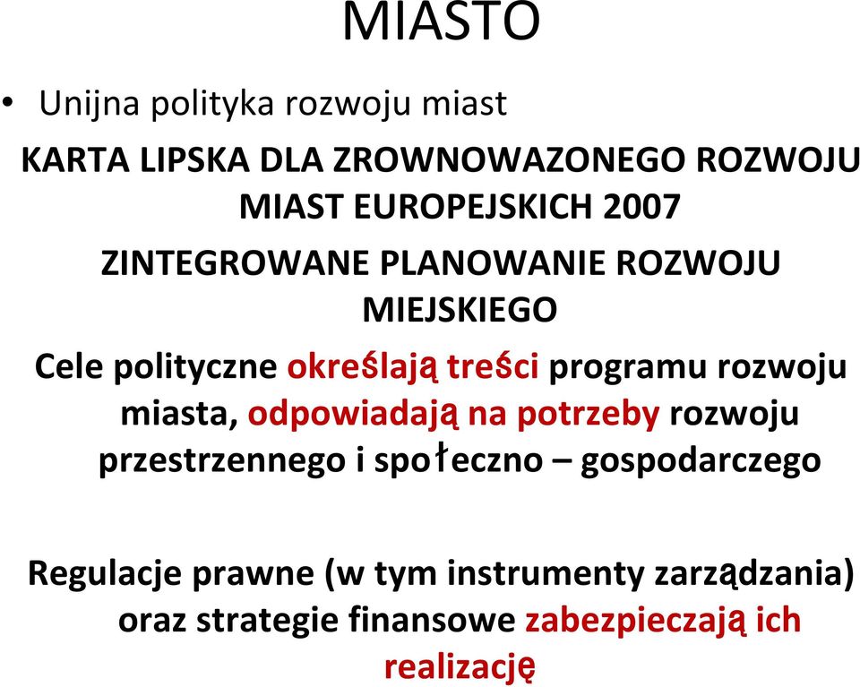 programu rozwoju miasta, odpowiadają na potrzeby rozwoju przestrzennego i społeczno