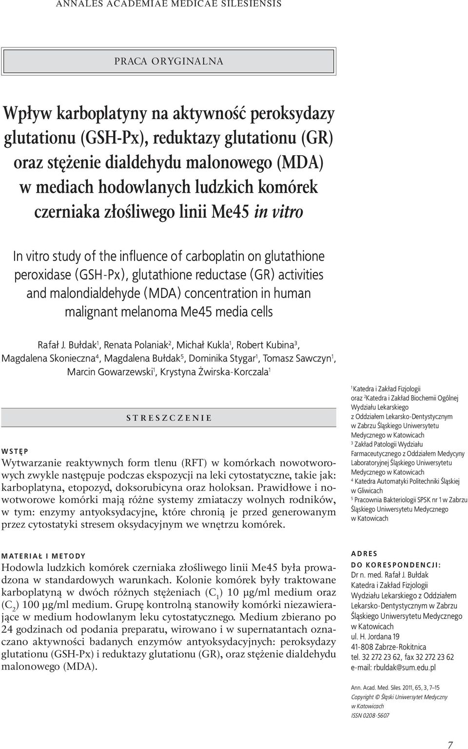 malignant melanoma Me45 media cells Rafał J.