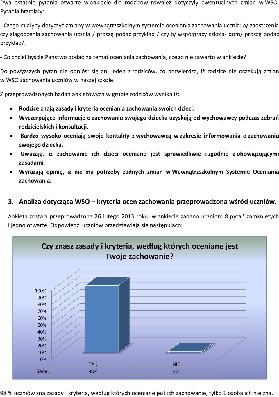 szkoła- dom/ proszę podad przykład/. - Co chcielibyście Paostwo dodad na temat oceniania zachowania, czego nie zawarto w ankiecie?