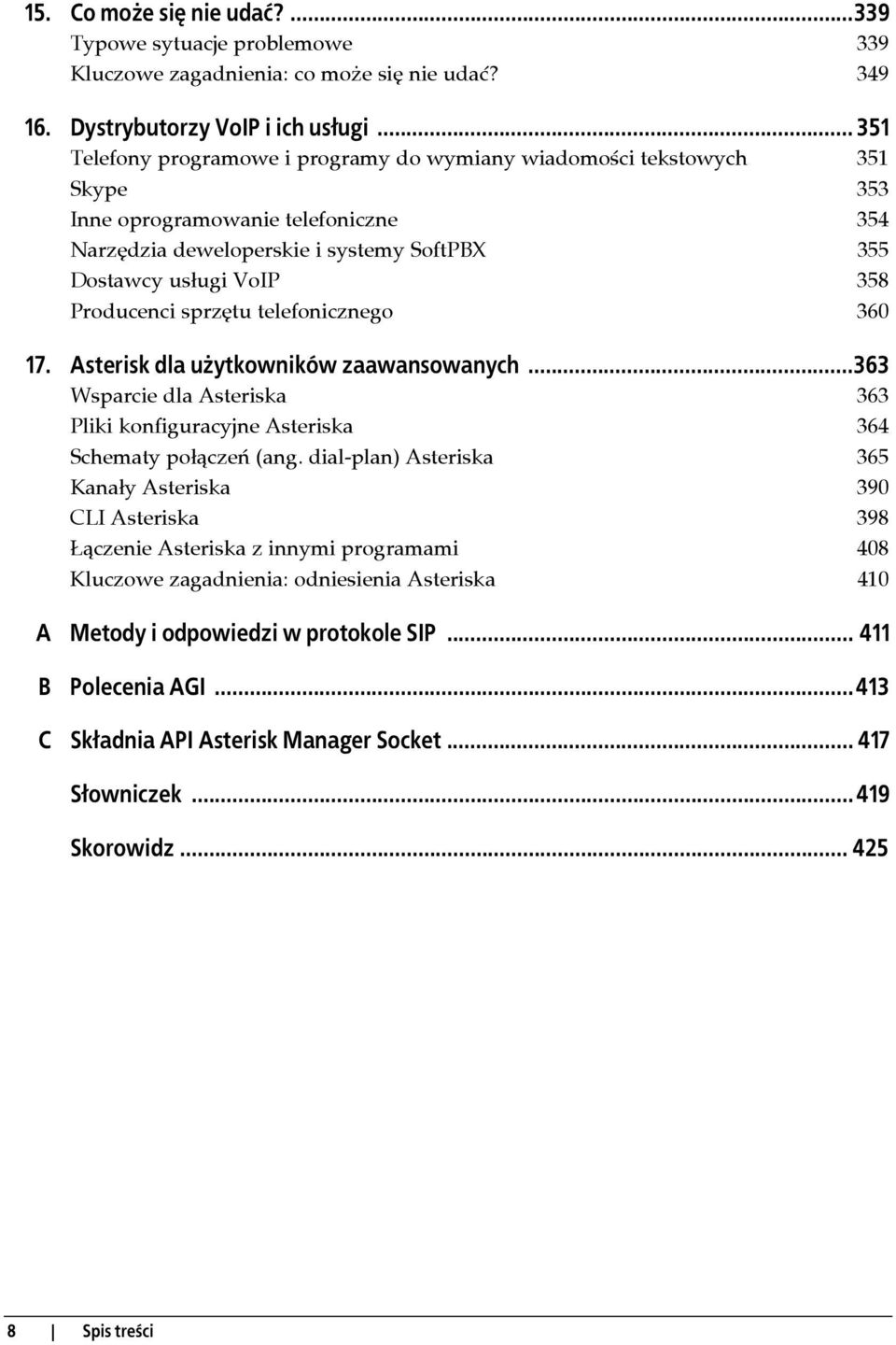 Producenci sprzętu telefonicznego 360 17. Asterisk dla użytkowników zaawansowanych...363 Wsparcie dla Asteriska 363 Pliki konfiguracyjne Asteriska 364 Schematy połączeń (ang.