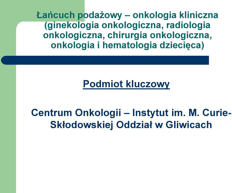 onkologiczna, onkologia i hematologia dziecięca) Podmiot