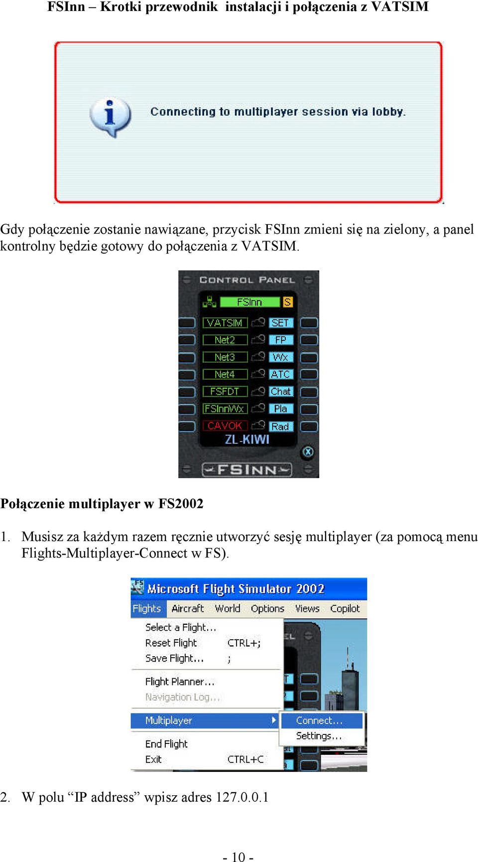 Połączenie multiplayer w FS2002 1.