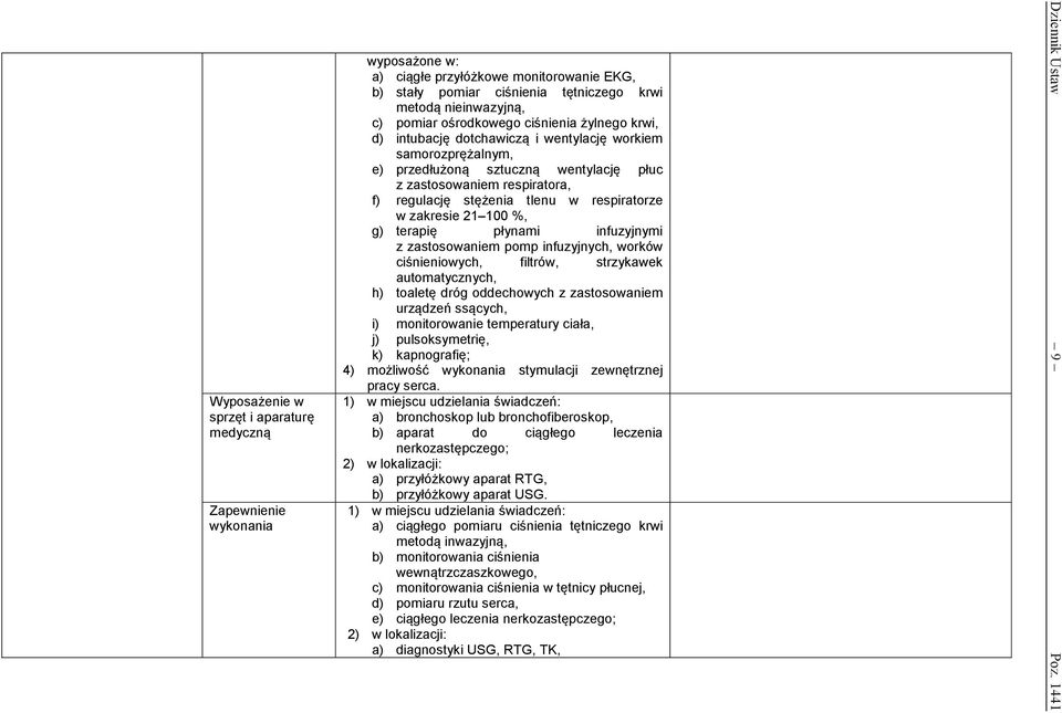 infuzyjnymi z zastosowaniem pomp infuzyjnych, worków ciśnieniowych, filtrów, strzykawek automatycznych, h) toaletę dróg oddechowych z zastosowaniem urządzeń ssących, i) monitorowanie temperatury