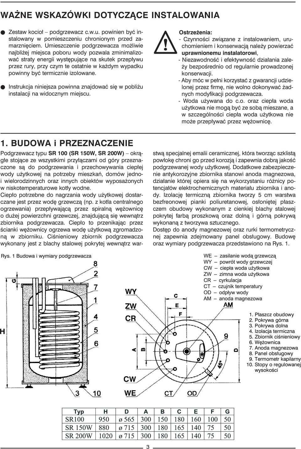 termicznie izolowane. Instrukcja niniejsza powinna znajdować się w pobliżu instalacji na widocznym miejscu.