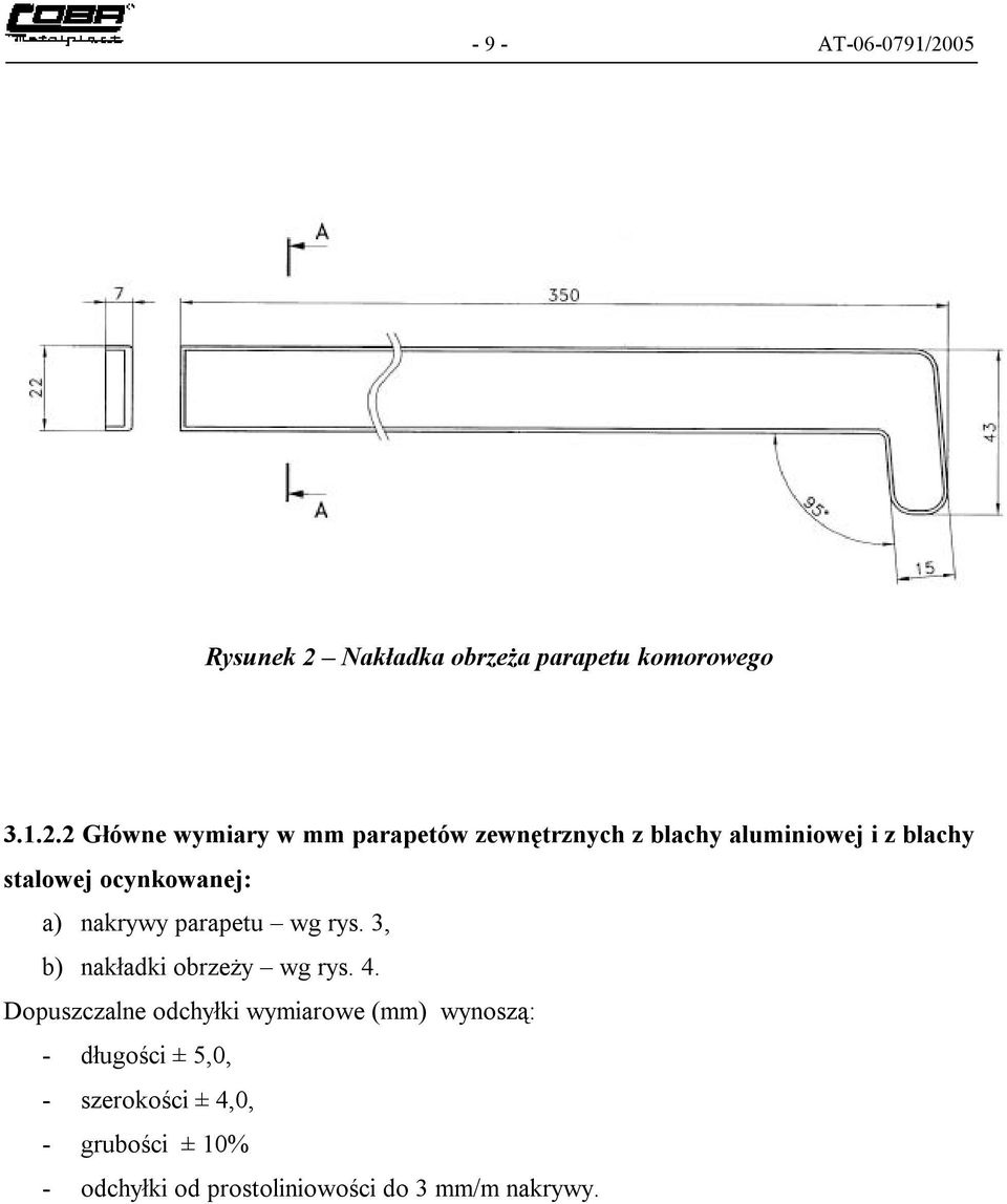 Nakładka obrzeża parapetu komorowego 3.1.2.