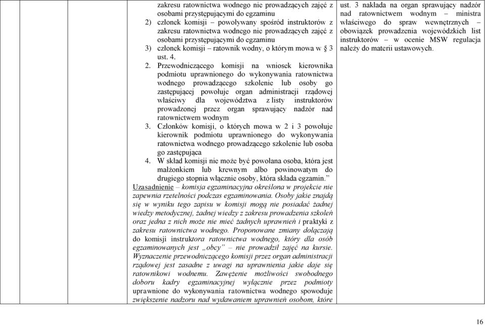 Przewodniczącego komisji na wniosek kierownika podmiotu uprawnionego do wykonywania ratownictwa wodnego prowadzącego szkolenie lub osoby go zastępującej powołuje organ administracji rządowej właściwy