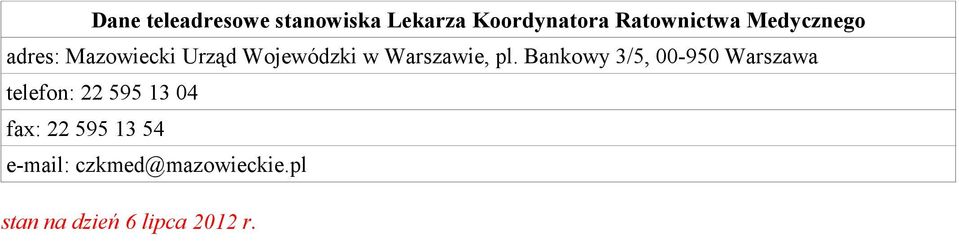 Bankowy 3/5, 00-950 Warszawa telefon: 22 595 13 04 fax: 22 595