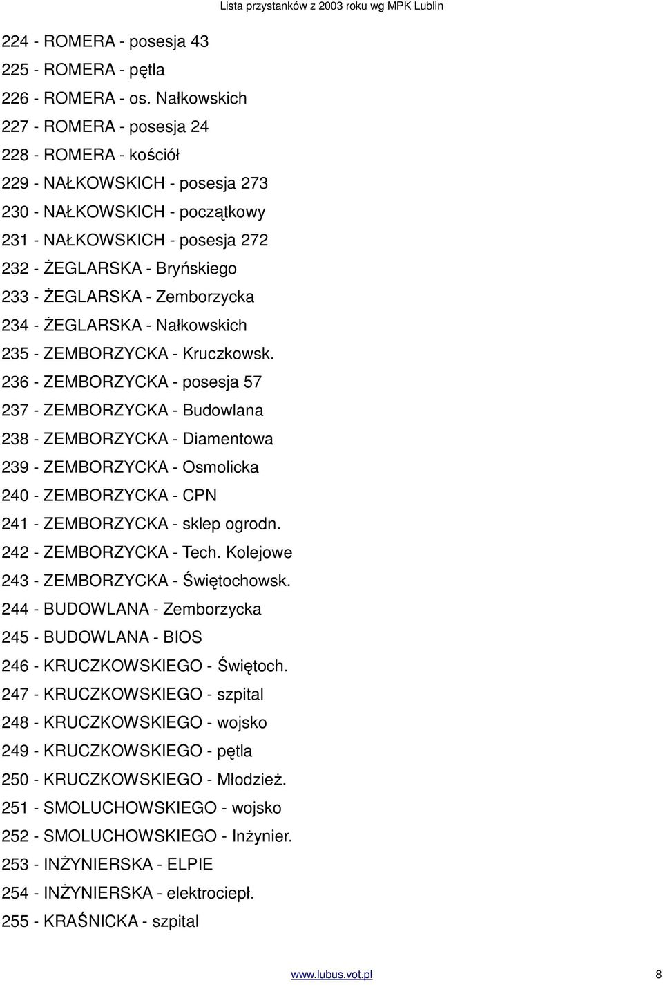 ŻEGLARSKA - Zemborzycka 234 - ŻEGLARSKA - Nałkowskich 235 - ZEMBORZYCKA - Kruczkowsk.