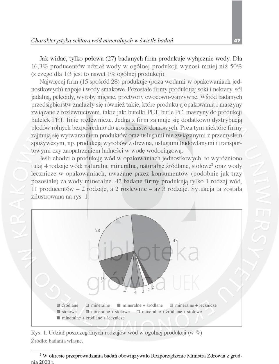 Najwięcej firm (15 spośród 28) produkuje (poza wodami w opakowaniach jednostkowych) napoje i wody smakowe.