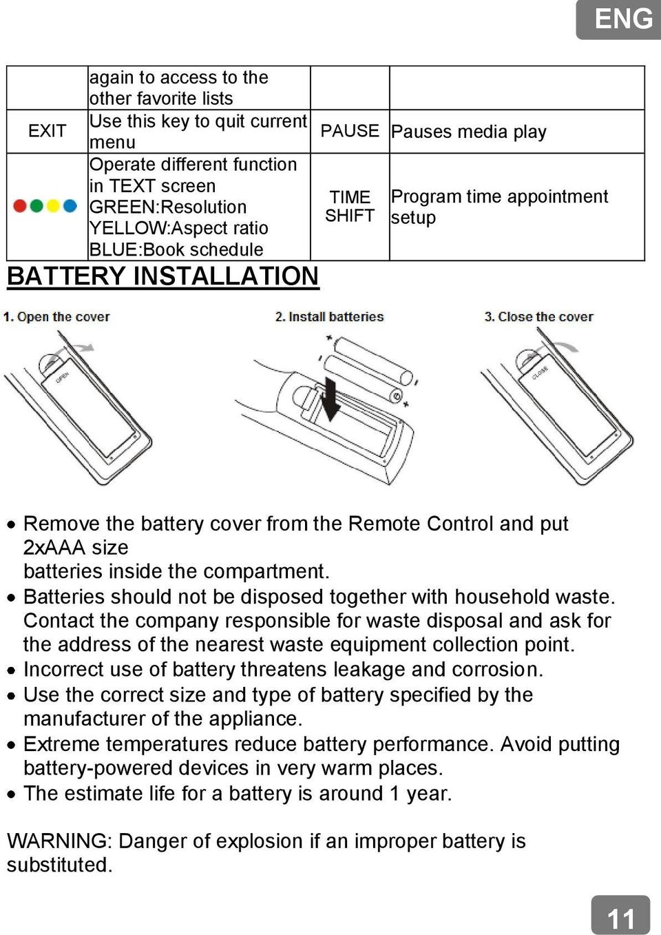 Batteries should not be disposed together with household waste. Contact the company responsible for waste disposal and ask for the address of the nearest waste equipment collection point.