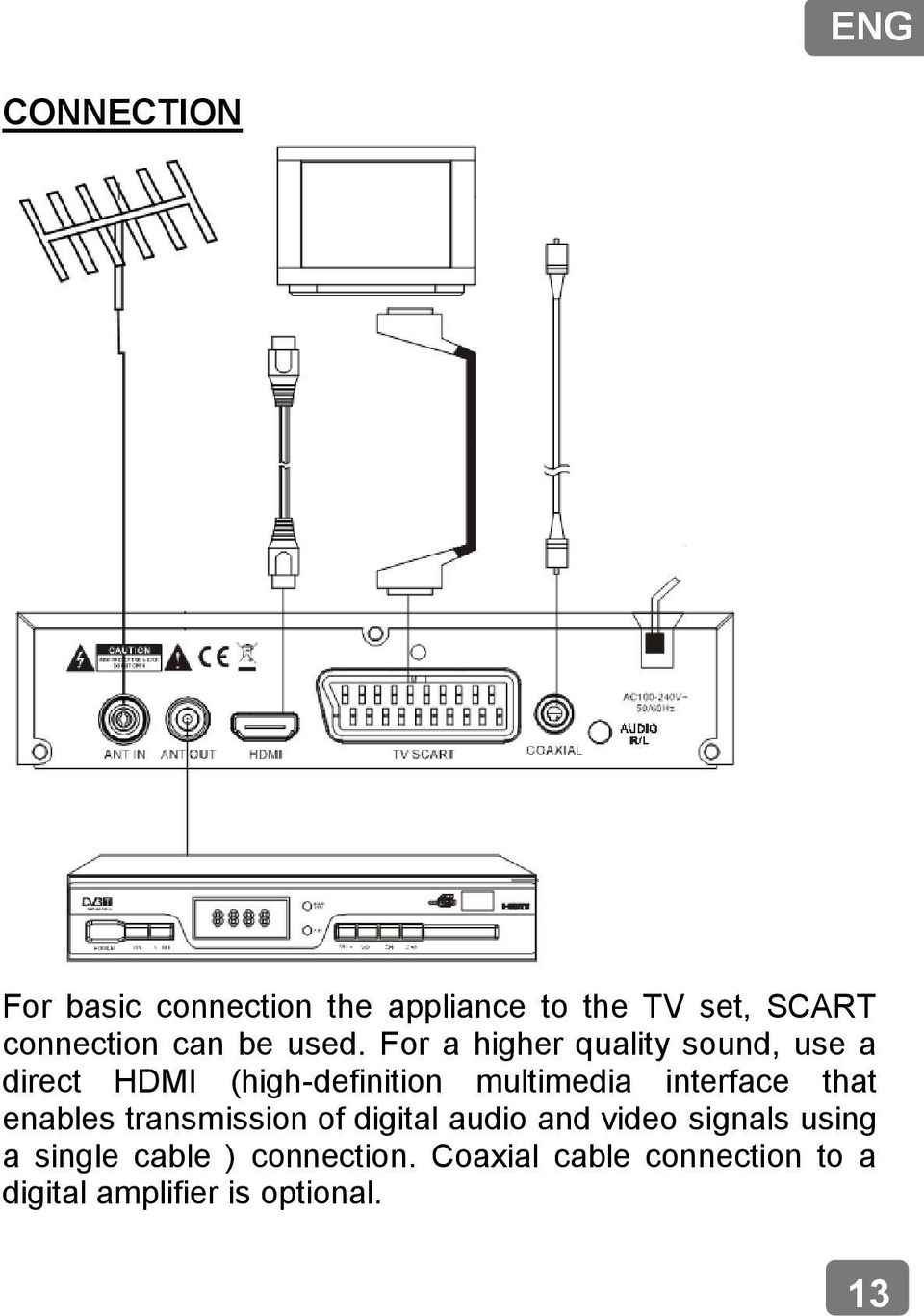 For a higher quality sound, use a direct HDMI (high-definition multimedia interface